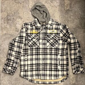 Men’s Iowa Hawkeyes Plaid Sherpa Hooded Zip Up & Button Up | Men’s Large